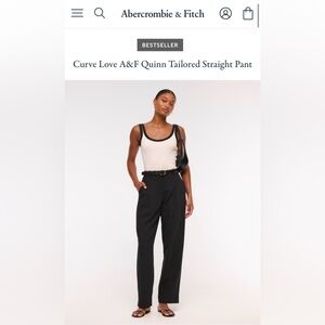 Abercrombie & Fitch Curve Love Quinn Tailored Straight Pant - NAVY - Size 32S